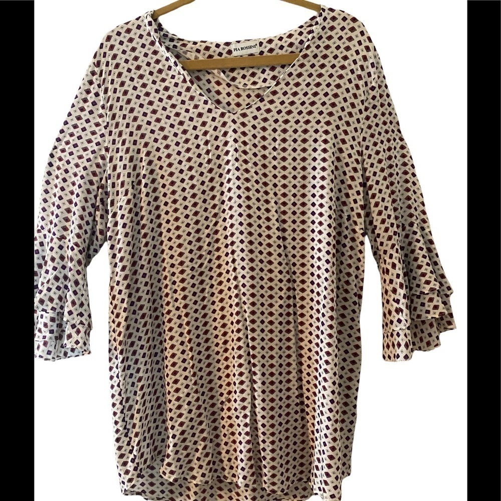 Pia Rossini cute little cover up/ dress with ruffle layered 3/4 sleeve OSFA